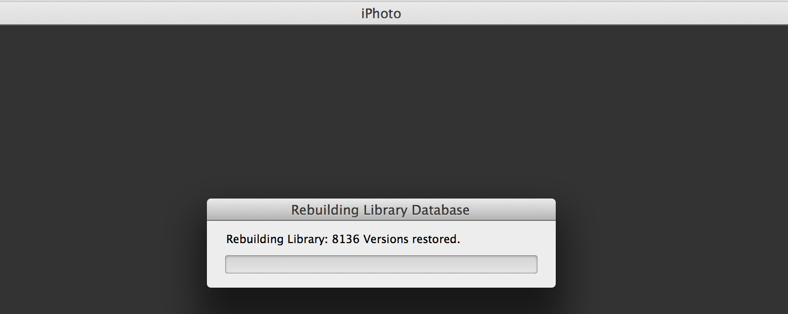 Screenshot of iPhoto repairing my library