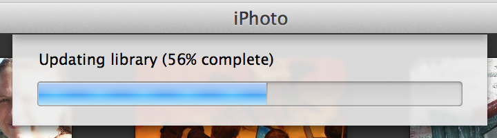 Screenshot of iPhoto updating my library